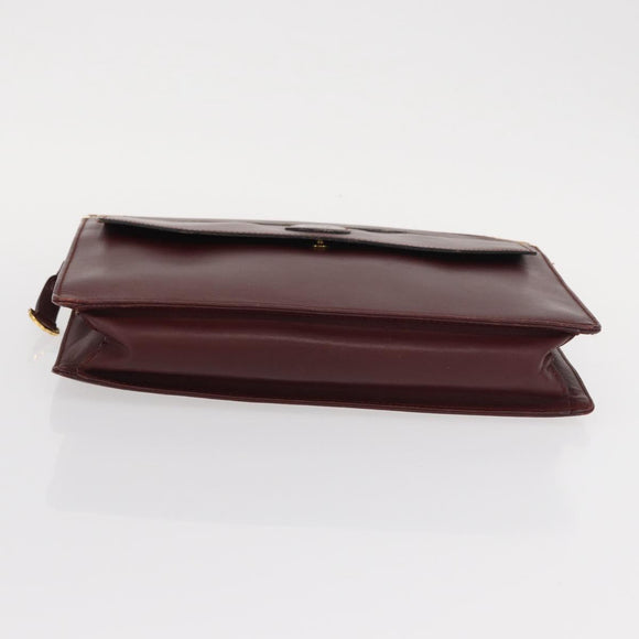 CARTIER Must Line Clutch Bag Leather 2 Set Bordeaux Auth bs31274