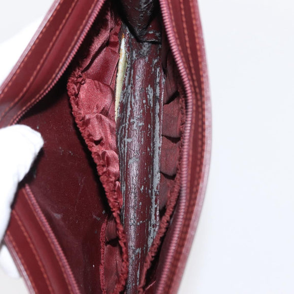 CARTIER Must Line Clutch Bag Leather 2 Set Bordeaux Auth bs31274