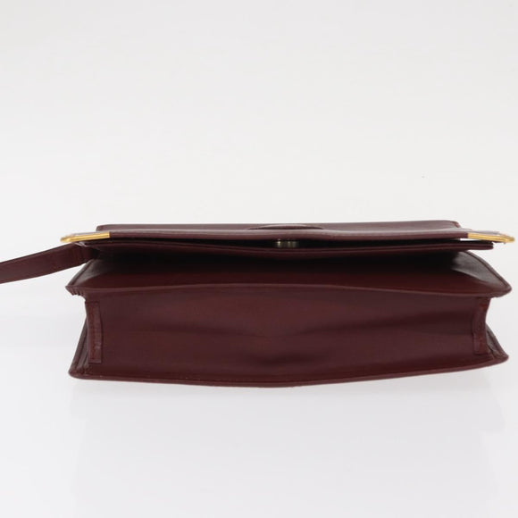 CARTIER Must Line Clutch Bag Leather 2 Set Bordeaux Auth bs31274