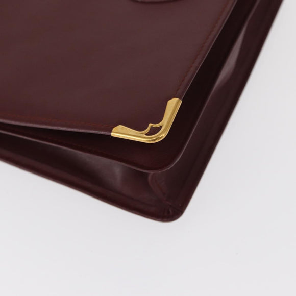 CARTIER Must Line Clutch Bag Leather 2 Set Bordeaux Auth bs31274