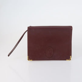 CARTIER Must Line Clutch Bag Leather 2 Set Bordeaux Auth bs31275 - 0