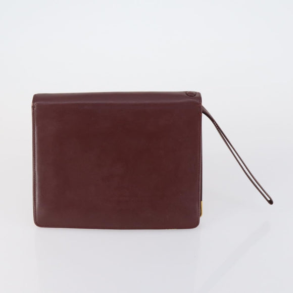 CARTIER Must Line Clutch Bag Leather 2 Set Bordeaux Auth bs31275