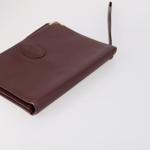 CARTIER Must Line Clutch Bag Leather 2 Set Bordeaux Auth bs31275