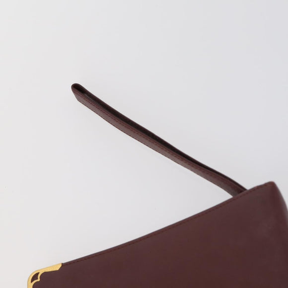 CARTIER Must Line Clutch Bag Leather 2 Set Bordeaux Auth bs31275
