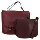 CARTIER Must Line Shoulder Bag Leather 2 Set Bordeaux Auth bs31277-1