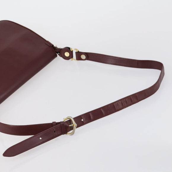 CARTIER Must Line Shoulder Bag Leather 2 Set Bordeaux Auth bs31277