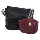 Salvatore Ferragamo Shoulder Bag Leather Canvas 2 Set Black Purple Auth bs31279-1