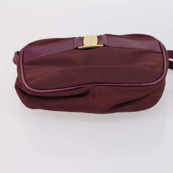 Salvatore Ferragamo Shoulder Bag Leather Canvas 2 Set Black Purple Auth bs31279