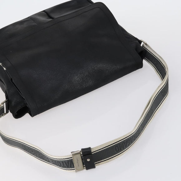 Salvatore Ferragamo Shoulder Bag Leather Canvas 2 Set Black Purple Auth bs31279