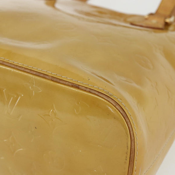LOUIS VUITTON Monogram Vernis Houston Hand Bag Beige M91004 LV Auth bs31286
