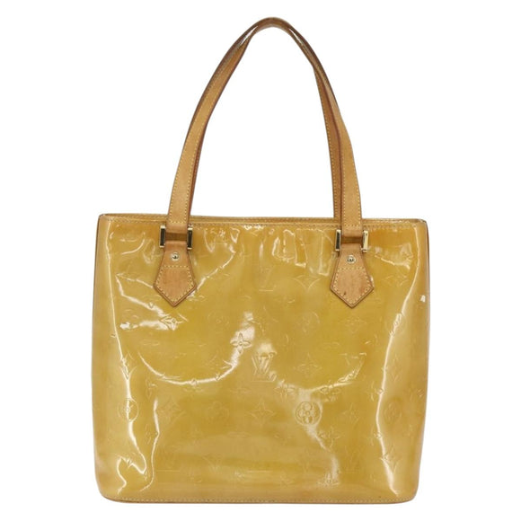 LOUIS VUITTON Monogram Vernis Houston Hand Bag Beige M91004 LV Auth bs31286