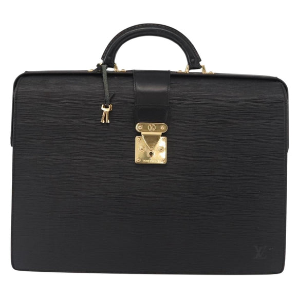 LOUIS VUITTON Epi Serviette Fermoir Business Bag Black M54352 LV Auth bs31310