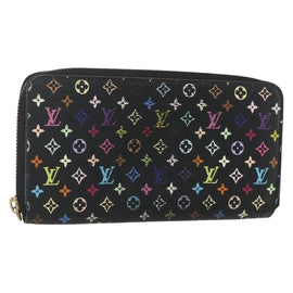 LOUIS VUITTON Monogram Multicolor Zippy Wallet Wallet Black M60243 Auth bs31331