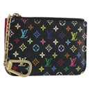 LOUIS VUITTON Multicolor Pochette Cles NM Coin Purse Black M60279 Auth bs31332V-1
