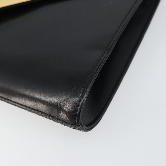 GIVENCHY Shoulder Bag Leather Black Gold Auth bs31346