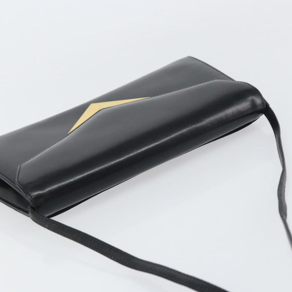 GIVENCHY Shoulder Bag Leather Black Gold Auth bs31346