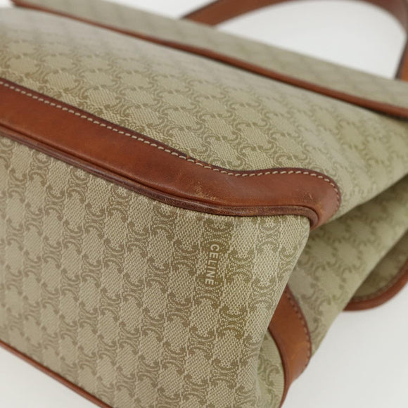 CELINE Macadam Canvas Hand Bag PVC Beige Gold Auth bs31347