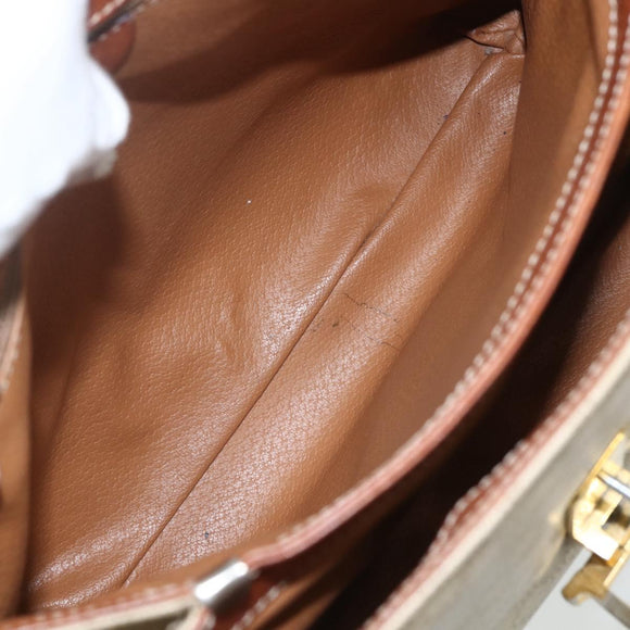 CELINE Macadam Canvas Hand Bag PVC Beige Gold Auth bs31347
