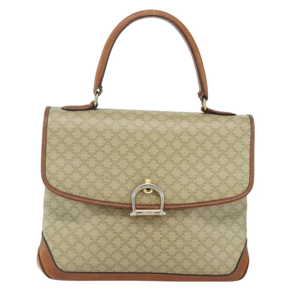 CELINE Macadam Canvas Hand Bag PVC Beige Gold Auth bs31347