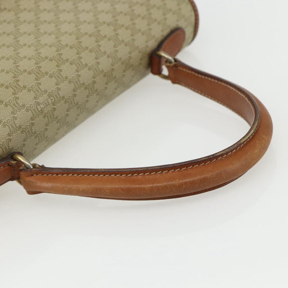 CELINE Macadam Canvas Hand Bag PVC Beige Gold Auth bs31347