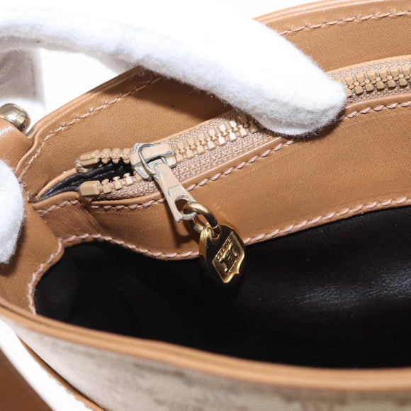 CELINE Macadam Canvas Shoulder Bag PVC Beige Gold Auth bs31348