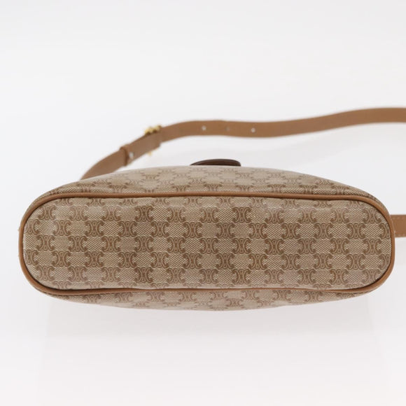 CELINE Macadam Canvas Shoulder Bag PVC Beige Gold Auth bs31348