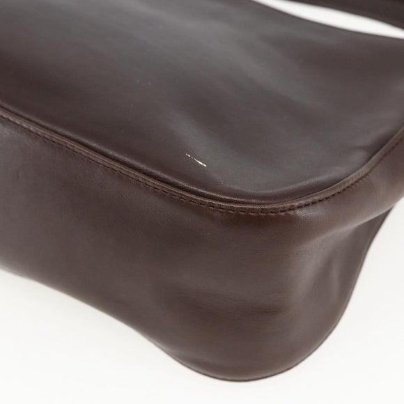 CELINE Shoulder Bag Leather Brown Gold Auth bs31349