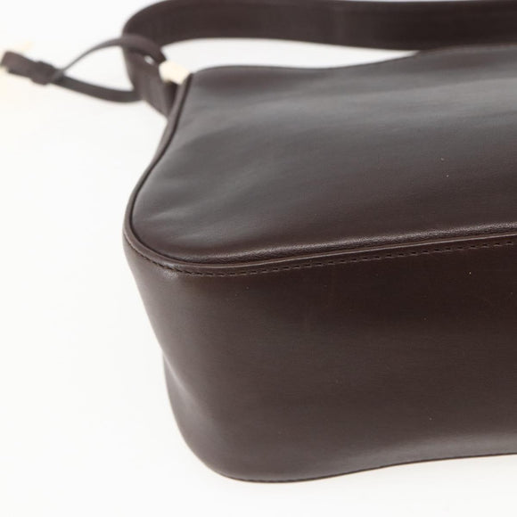 CELINE Shoulder Bag Leather Brown Gold Auth bs31349