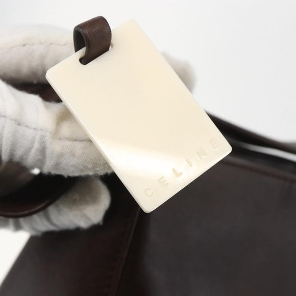 CELINE Shoulder Bag Leather Brown Gold Auth bs31349