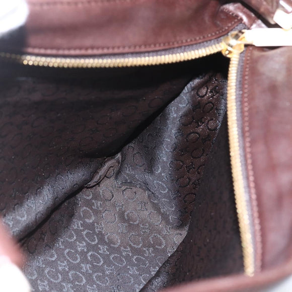 CELINE Shoulder Bag Leather Brown Gold Auth bs31349