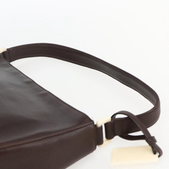 CELINE Shoulder Bag Leather Brown Gold Auth bs31349