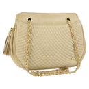 BALLY Chain Shoulder Bag Leather Beige Gold Auth bs31350-1