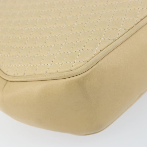 BALLY Chain Shoulder Bag Leather Beige Gold Auth bs31350