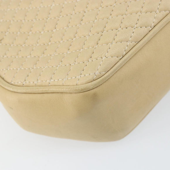 BALLY Chain Shoulder Bag Leather Beige Gold Auth bs31350