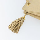 BALLY Chain Shoulder Bag Leather Beige Gold Auth bs31350-10