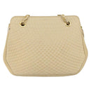 BALLY Chain Shoulder Bag Leather Beige Gold Auth bs31350-2