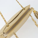 BALLY Chain Shoulder Bag Leather Beige Gold Auth bs31350-6