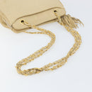 BALLY Chain Shoulder Bag Leather Beige Gold Auth bs31350-7