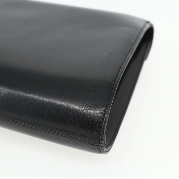 GIVENCHY Shoulder Bag Leather Black Gold Auth bs31351