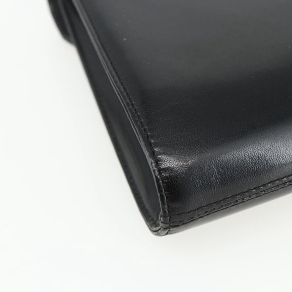 GIVENCHY Shoulder Bag Leather Black Gold Auth bs31351