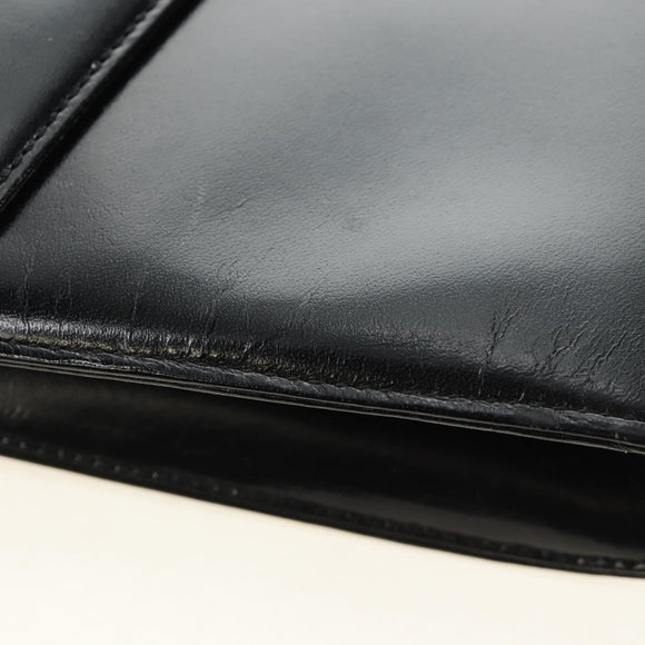 GIVENCHY Shoulder Bag Leather Black Gold Auth bs31351