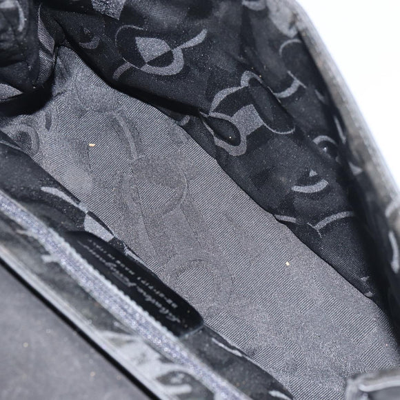 Salvatore Ferragamo Vala Shoulder Bag Patent leather Black Silver Auth bs31352