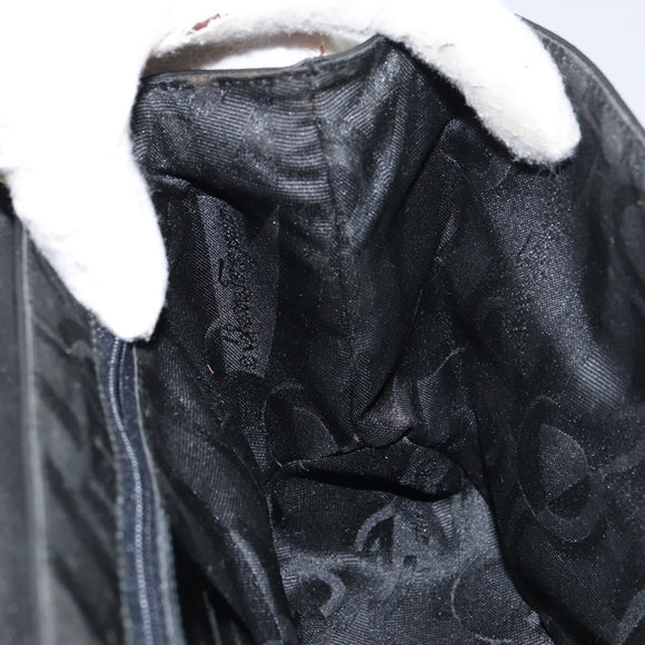 Salvatore Ferragamo Vala Shoulder Bag Patent leather Black Silver Auth bs31352