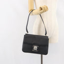 Salvatore Ferragamo Vala Shoulder Bag Patent leather Black Silver Auth bs31352-22