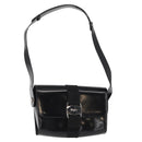 Salvatore Ferragamo Vala Shoulder Bag Nylon Enamel Black Silver Auth bs31354-1