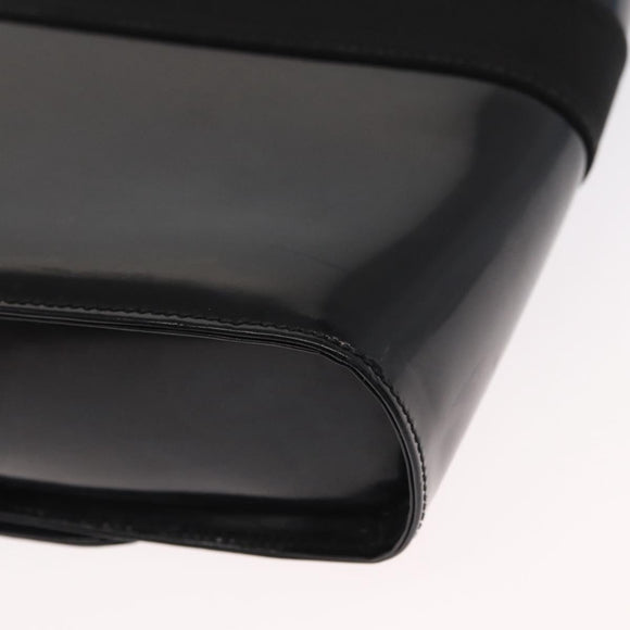 Salvatore Ferragamo Vala Shoulder Bag Nylon Enamel Black Silver Auth bs31354