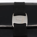 Salvatore Ferragamo Vala Shoulder Bag Nylon Enamel Black Silver Auth bs31354-18