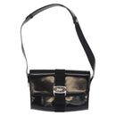 Salvatore Ferragamo Vala Shoulder Bag Nylon Enamel Black Silver Auth bs31354-2
