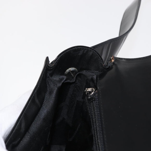 Salvatore Ferragamo Vala Shoulder Bag Nylon Enamel Black Silver Auth bs31354