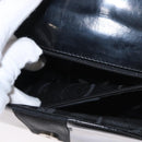 Salvatore Ferragamo Vala Shoulder Bag Nylon Enamel Black Silver Auth bs31354-22